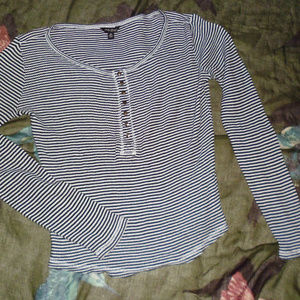 Lucky Brand Carina Stripe Thermal top shirt size M